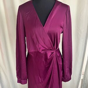ASTR THE LABEL Brigitte Elegant Purple Burgundy Wrap Dress